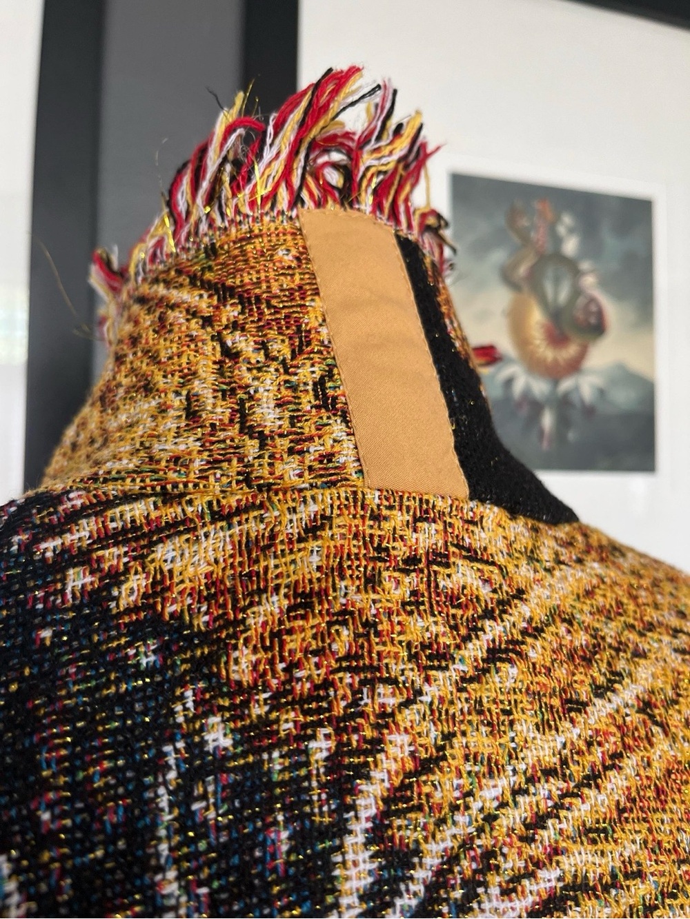 Klimt's "The Kiss", kissing cats tapestry cardigan, upcycled woven blanket - Picture 6 of 11